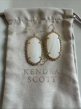 Kendra Scott Gold and White Mother of Pearl Elle Drop Earrings